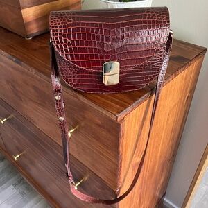 Sezane Claude Bag Chocolate Crocodile Print